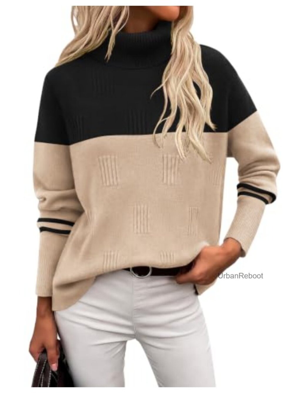 Turtleneck Sweater Long Sleeve Ribbed Knit Pullover Fall Winter Top